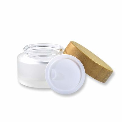 유백 유리 크림 50g 15g 30g 대나무 화장품 용기체 유리병 관리 피부