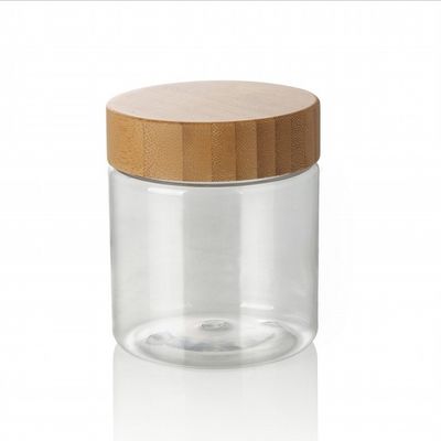 대나무 뚜껑을 가진 250ml 애완 동물 Eco 친절한 다시 채울 수 있는 화장용 젖빛 플라스틱 단지