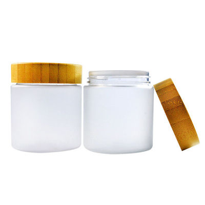대나무 뚜껑을 가진 250ml 애완 동물 Eco 친절한 다시 채울 수 있는 화장용 젖빛 플라스틱 단지