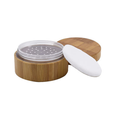 250g 대나무 화장품 포장 항아리 체 퍼프 용기가있는 느슨한 분말 항아리