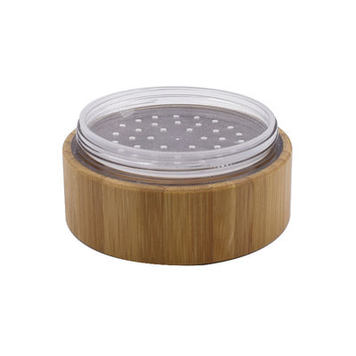 250g 대나무 화장품 포장 항아리 체 퍼프 용기가있는 느슨한 분말 항아리