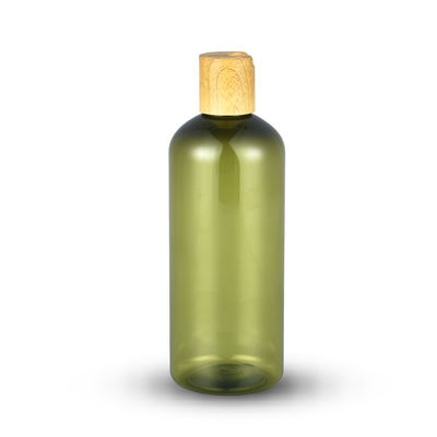 대나무 모자와 함께 뜨거운 판매 300ml PET 호박색 녹색 로션 샴푸 병
