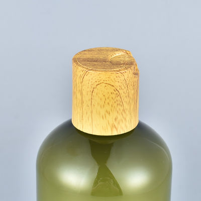 대나무 모자와 함께 뜨거운 판매 300ml PET 호박색 녹색 로션 샴푸 병