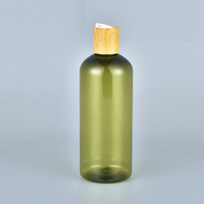 대나무 모자와 함께 뜨거운 판매 300ml PET 호박색 녹색 로션 샴푸 병
