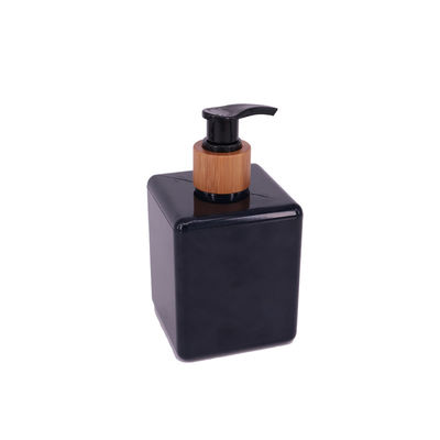대나무 펌프 클렌저 플라스틱 병 250ml 블랙 스퀘어 샴푸 목욕 병