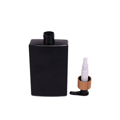 대나무 펌프 클렌저 플라스틱 병 250ml 블랙 스퀘어 샴푸 목욕 병