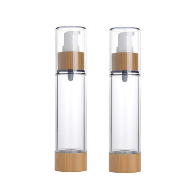 진공 펌프 로션 병 30ml 50ml 플라스틱 에어리스 펌프 병 대나무 뚜껑