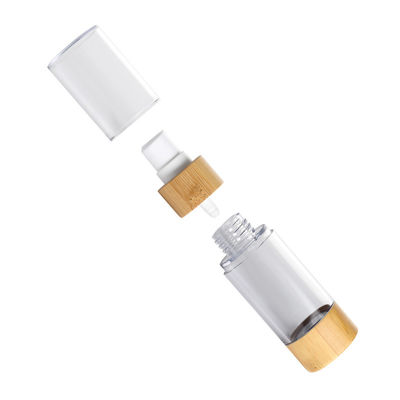 진공 펌프 로션 병 30ml 50ml 플라스틱 에어리스 펌프 병 대나무 뚜껑