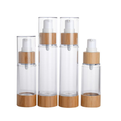 진공 펌프 로션 병 30ml 50ml 플라스틱 에어리스 펌프 병 대나무 뚜껑