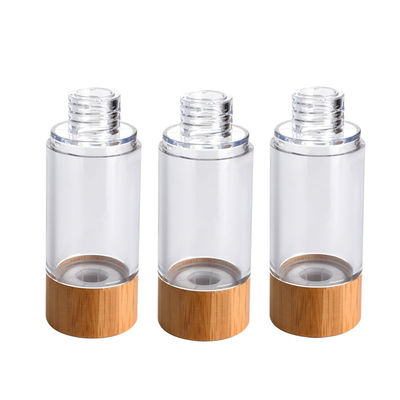 진공 펌프 로션 병 30ml 50ml 플라스틱 에어리스 펌프 병 대나무 뚜껑