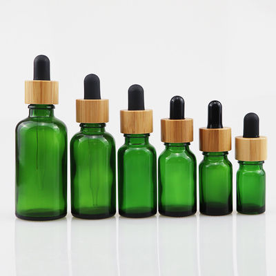 대나무 점적기 배려 피부 브라운을 가진 100ml 정유 유리제 화장용 병