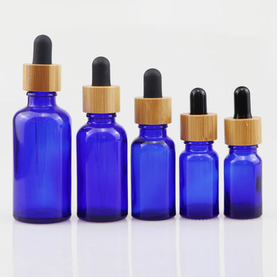 대나무 점적기 배려 피부 브라운을 가진 100ml 정유 유리제 화장용 병