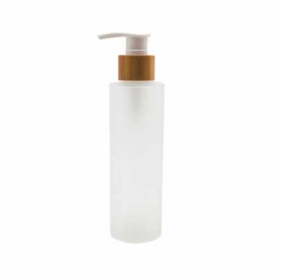 대나무 화장품 로션 용기 펌프 케어 스킨이있는 120ml 젖빛 유리 병
